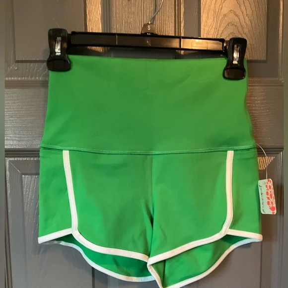 FP Movement small green Women's Shorts with White Trim - Picture 2 of 5